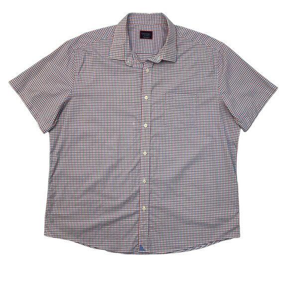 UntuckIt Kemmeter Shirt Mens 2XL XXL Pink Blue Gingham Plaid Nylon Blend Button - Picture 1 of 10